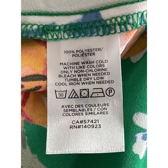 Loft Peplum Blouse Size 2 Floral Short Sleeve Back Zipper Green Multicolor Boho - Picture 7 of 8